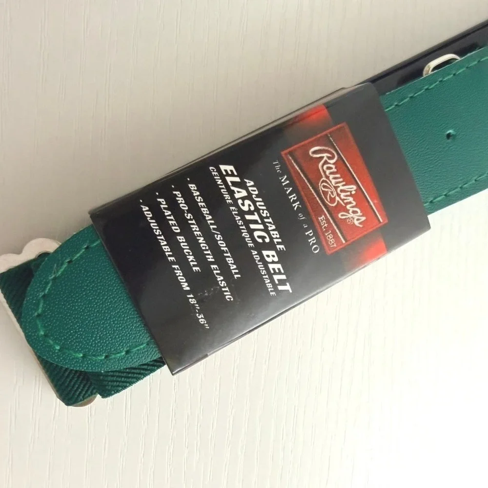 NEW Mens Rawlings Adjustable Elastic Baseball Softball‎ Belt Green 18-36 Inch